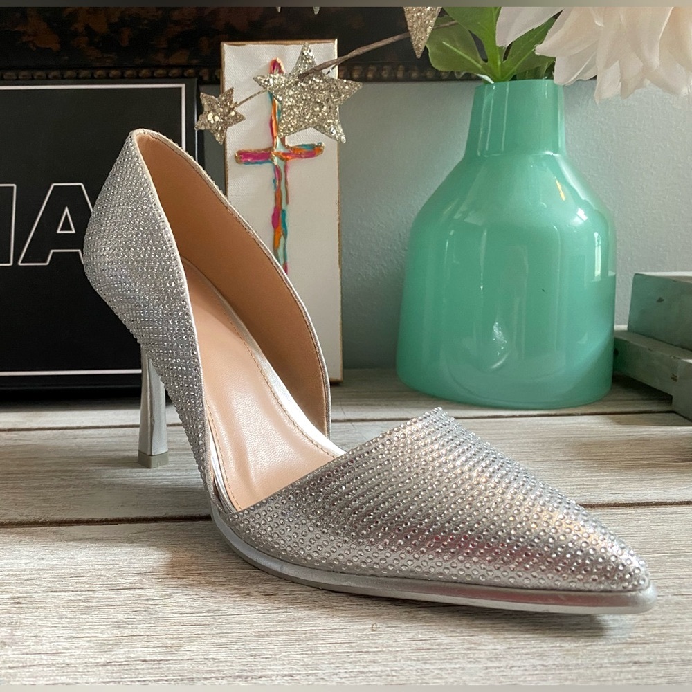MIA Ciana Shoes Heels Pumps ✨ Silver Size 8 | rhinestones metallic shiny